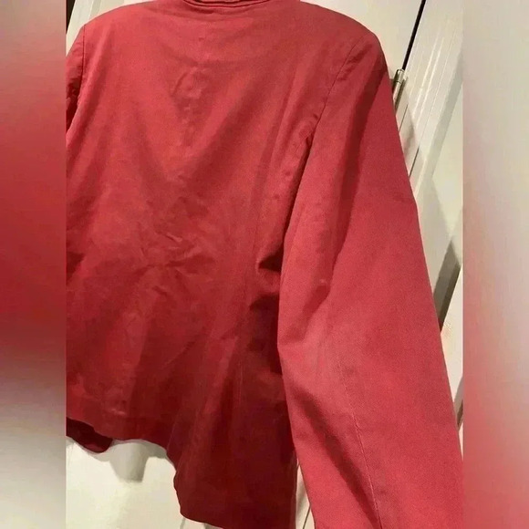 L.L. Bean VTG Y2K Rose Pink Cotton Lined Button Blazer Pea Coat Pockets Size 12 - Picture 11 of 12